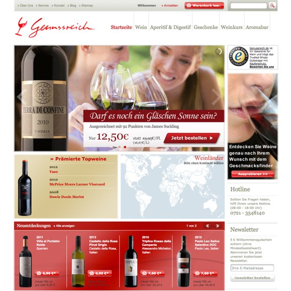 Die Webseite vom Genussreich.de Shop