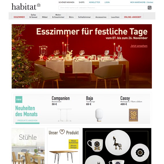 Die Webseite vom habitat.de Shop