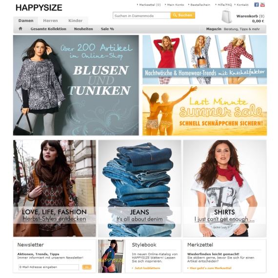 Die Webseite vom Happy-Size.de Shop