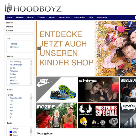 Die Webseite vom HoodBoyz.de Shop