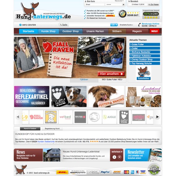 Die Webseite vom Hund-Unterwegs.de Shop