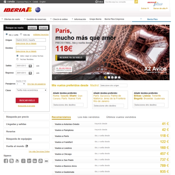 Die Webseite vom Iberia.com Shop