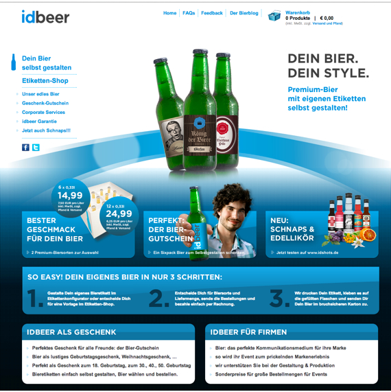 Die Webseite vom idbeer.de Shop