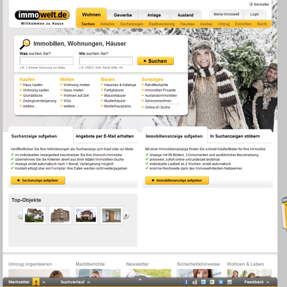 Die Webseite vom Immowelt.de Shop