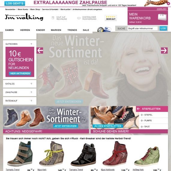 Die Webseite vom IMWalking.de Shop