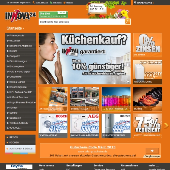 Die Webseite vom Innova24.biz Shop