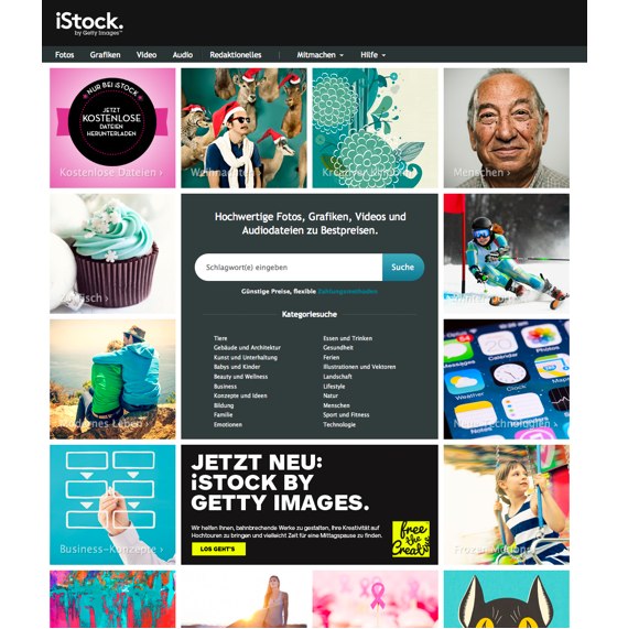 Die Webseite vom iStockphoto.com Shop