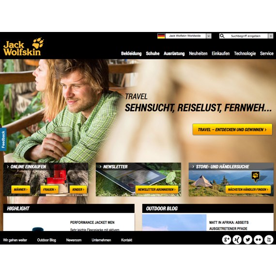 Die Webseite vom Jack-Wolfskin.de Shop