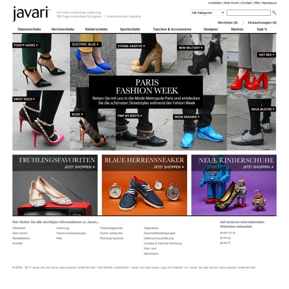 Die Webseite vom Javari.de Shop