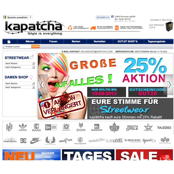 Die Webseite vom Kapatcha.com Shop