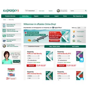 Ansicht vom Kaspersky.com Shop