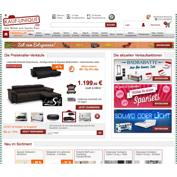 Die Webseite vom Kauf-Unique.de Shop