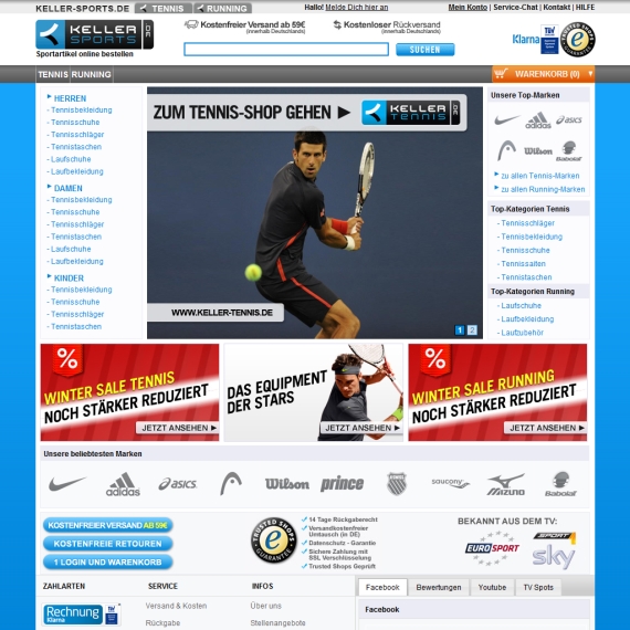 Die Webseite vom Keller-Sports.de Shop