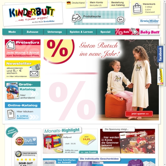 Die Webseite vom Kinderbutt-de.ErwinMueller.com Shop