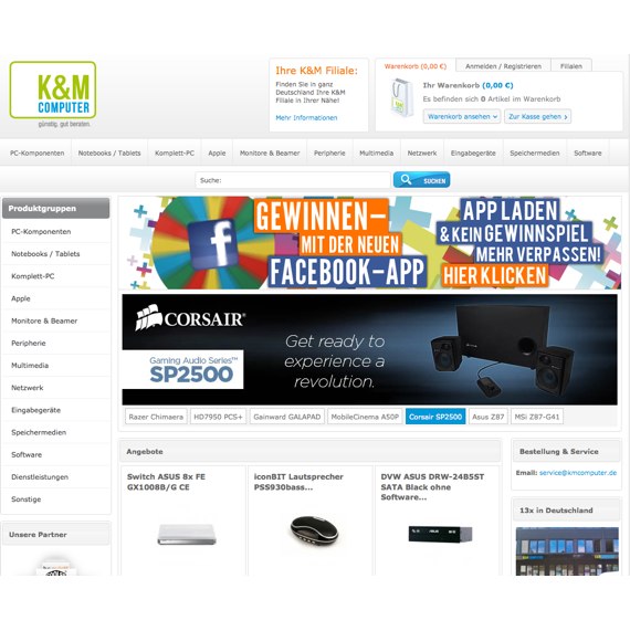 Die Webseite vom KMComputer.de Shop