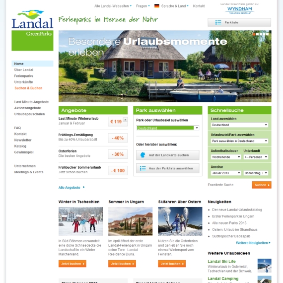Die Webseite vom Landal.de Shop