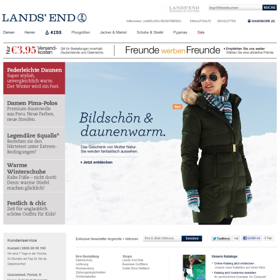 Die Webseite vom LandsEnd.de Shop
