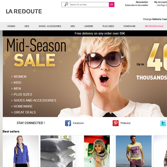 Die Webseite vom LaRedoute.de Shop