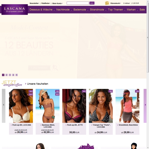 Die Webseite vom Lascana.de Shop