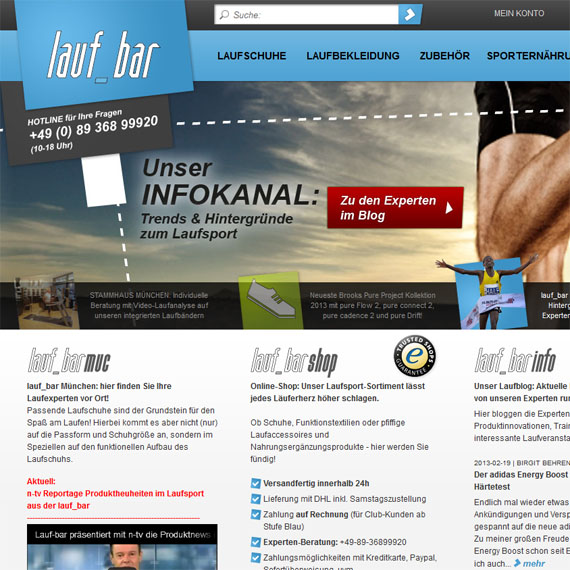 Die Webseite vom Lauf-Bar.de Shop