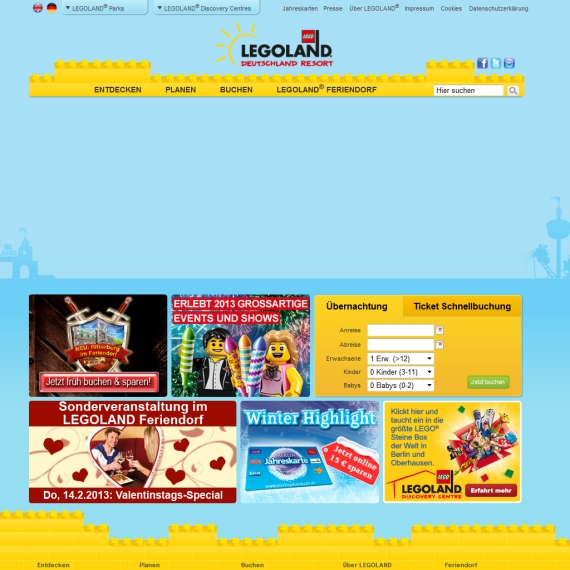 Die Webseite vom Legoland.de Shop