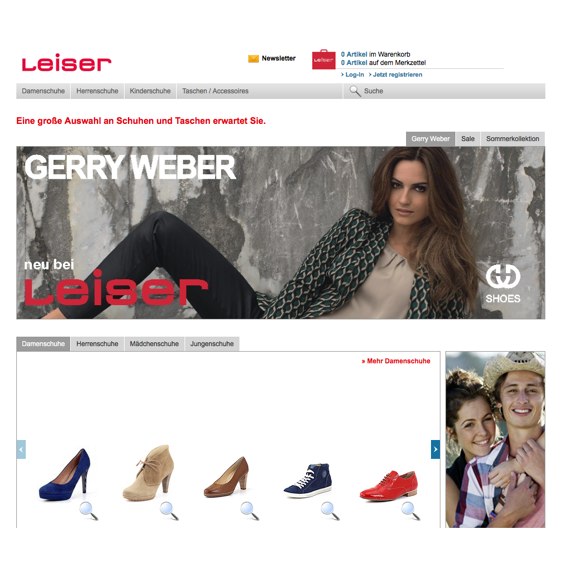 Die Webseite vom Leiser.de Shop