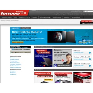 Ansicht vom Lenovo.com Shop