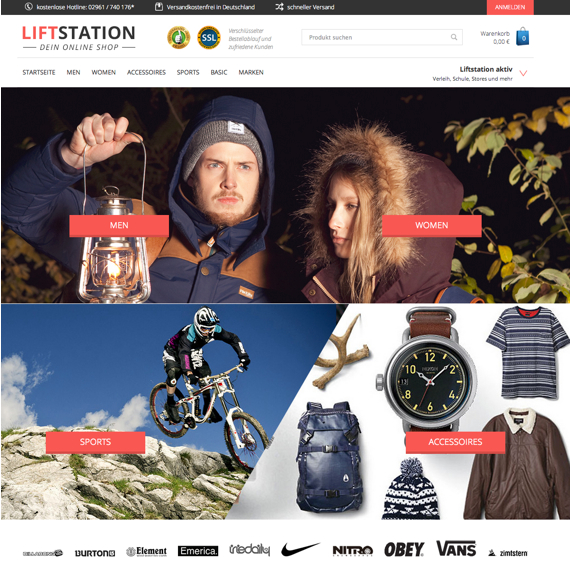 Die Webseite vom Liftstation.eu Shop