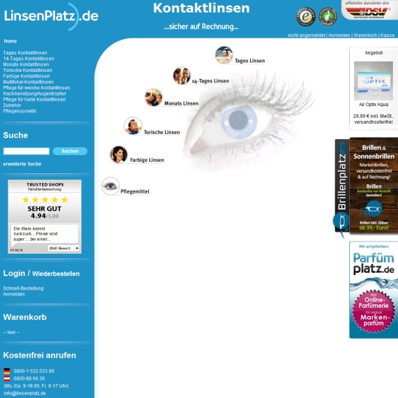 Die Webseite vom LinsenPlatz.de Shop