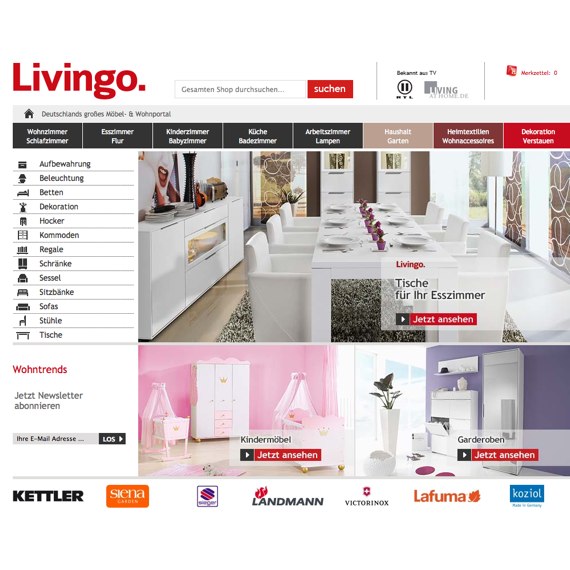 Die Webseite vom Livingo.de Shop