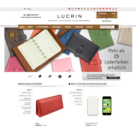 Die Webseite vom Lucrin.de Shop