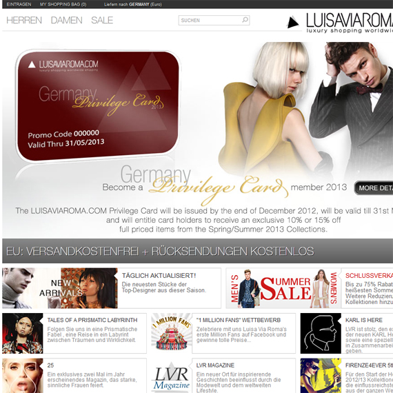 Die Webseite vom Luisaviaroma.com Shop