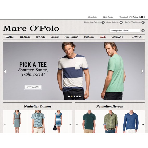 Die Webseite vom Marc-O-Polo.de Shop
