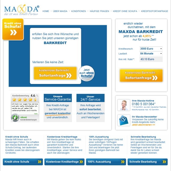 Die Webseite vom MAXDA.de Shop