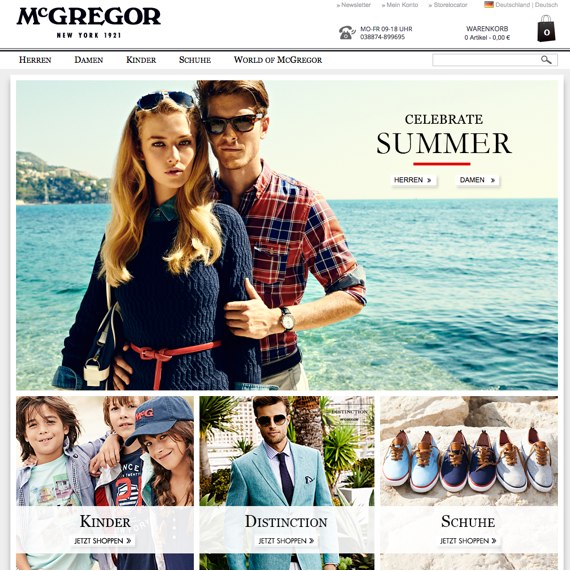 Die Webseite vom McGregor.de Shop