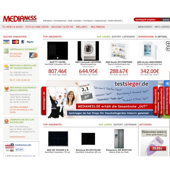 Die Webseite vom Medianess.de Shop