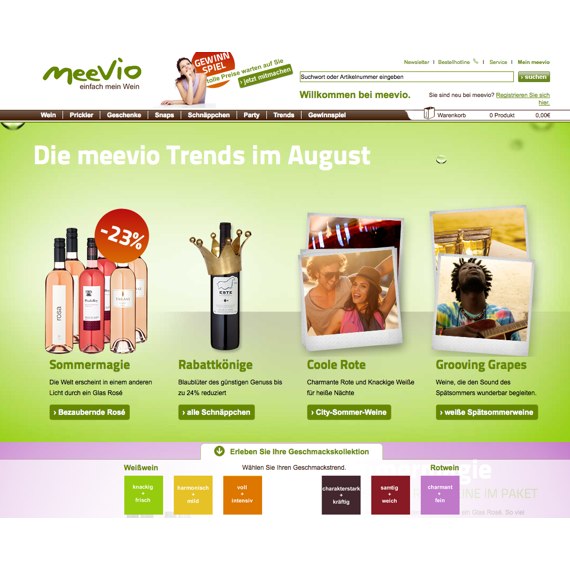 Die Webseite vom Meevio.de Shop