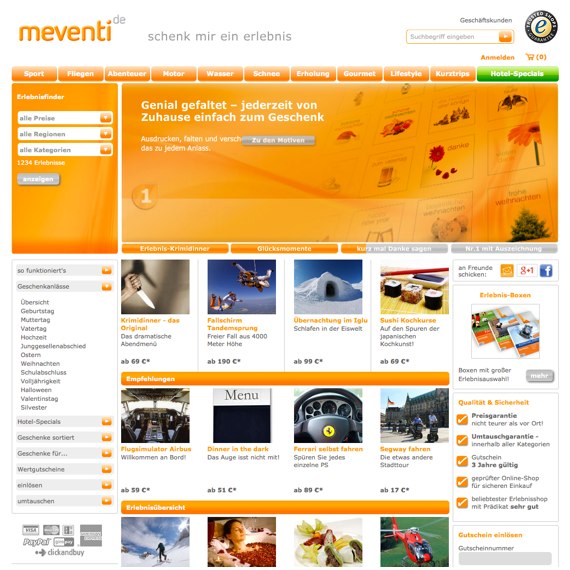 Die Webseite vom Meventi.de Shop