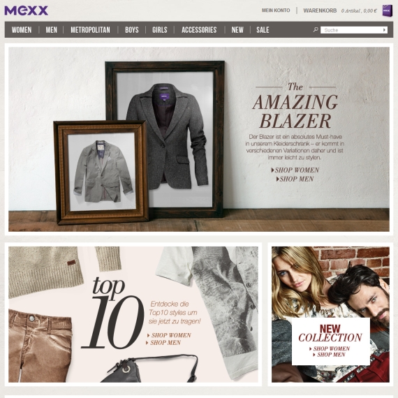Die Webseite vom Mexx.de Shop