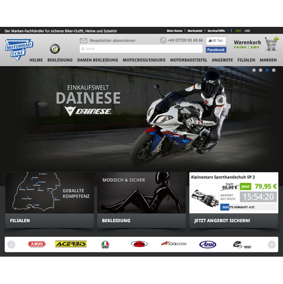 Die Webseite vom Motorradbekleidung.de Shop