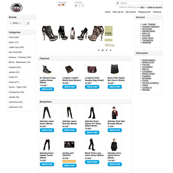 Die Webseite vom mw-store.de Shop