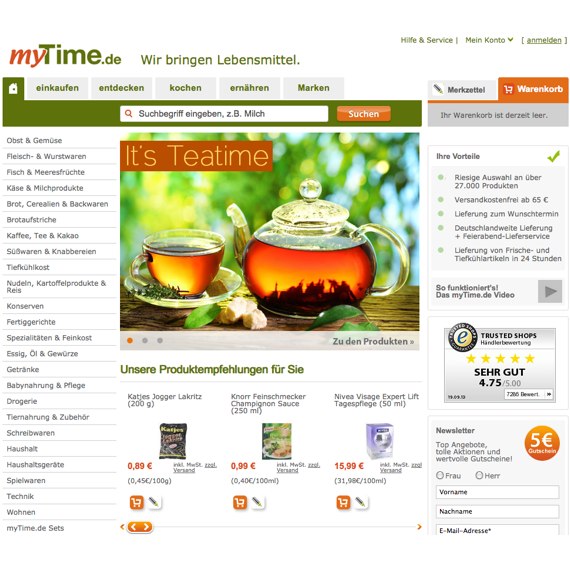 Die Webseite vom MyTime.de Shop