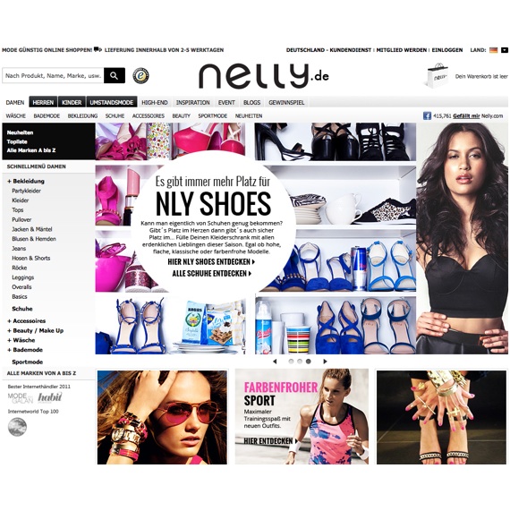 Die Webseite vom Nelly.de Shop