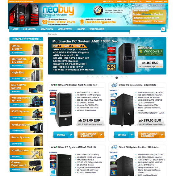 Die Webseite vom Neobuy.de Shop