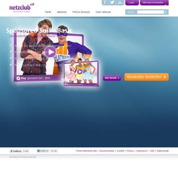 Die Webseite vom netzclub.net Shop