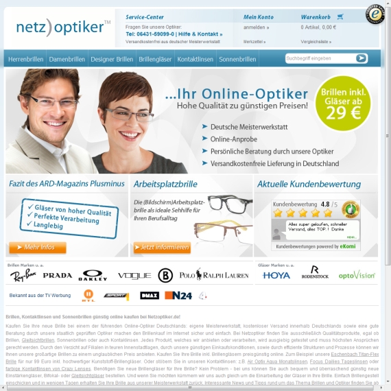 Die Webseite vom Netzoptiker.de Shop
