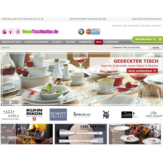 Die Webseite vom NeueTischkultur.de Shop