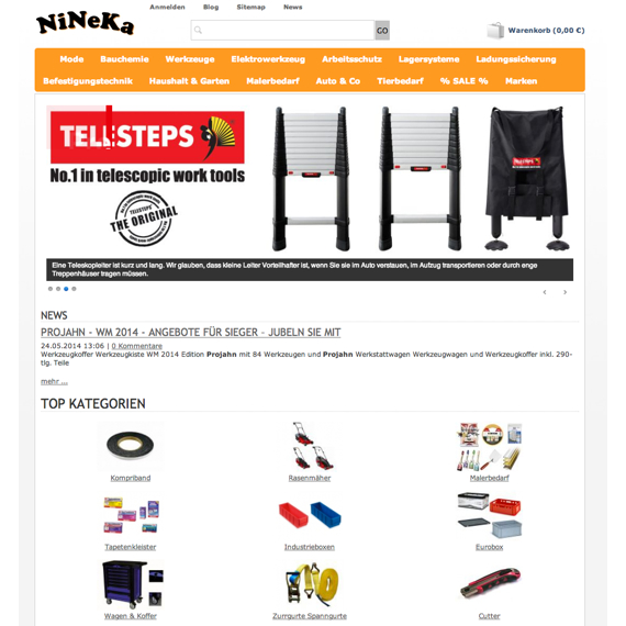 Die Webseite vom NiNeKa.de Shop