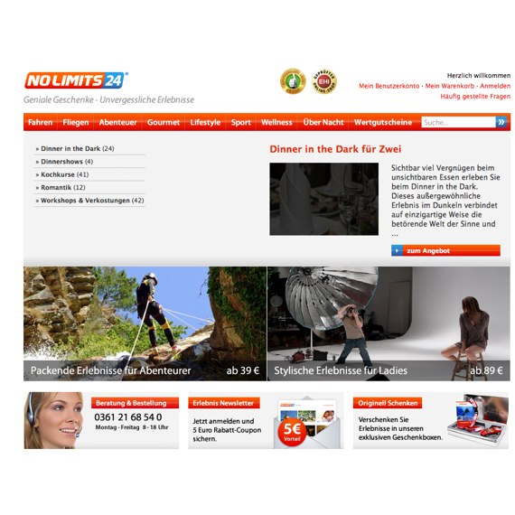 Die Webseite vom NoLimits24.de Shop