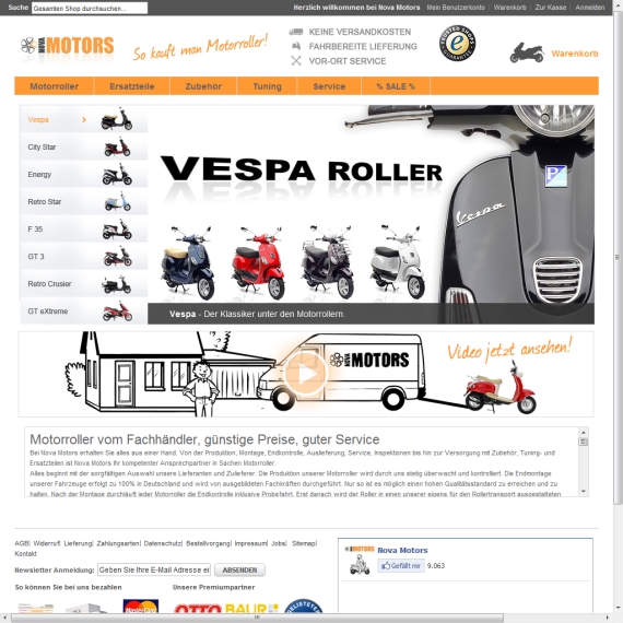 Die Webseite vom Nova-Motors.de Shop